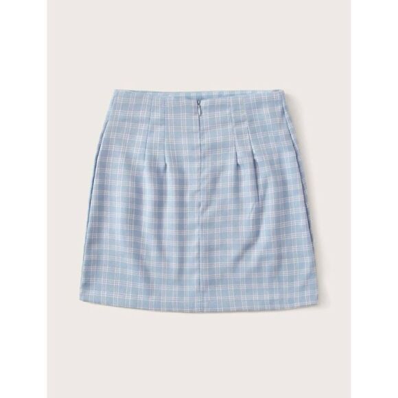 Plaid Print Slit Hem High Waist Mini Skirt, Size XS - Picture 5 of 16
